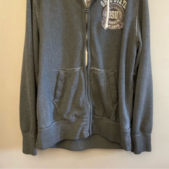 Vintage Y2K Campus Crew Gray Ohio State Heavy Zip-Up Hoodie - Picture 7 of 13